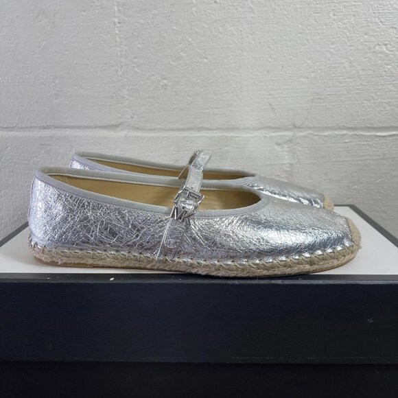 Michael Kors Lynn Metallic Leather Ballet Espadrille Flat Shoes Women's 8.5 M - Picture 3 of 10